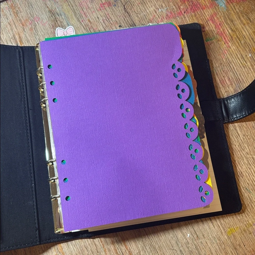 6 Rainbow Colorful Scalloped Edge Floral A5 Planner Dividers